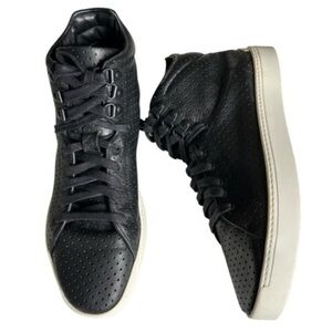 RAG & BONE KENT PERFORATED BLACK LEATHER HIGH TOP SNEAKERS SIZE 10